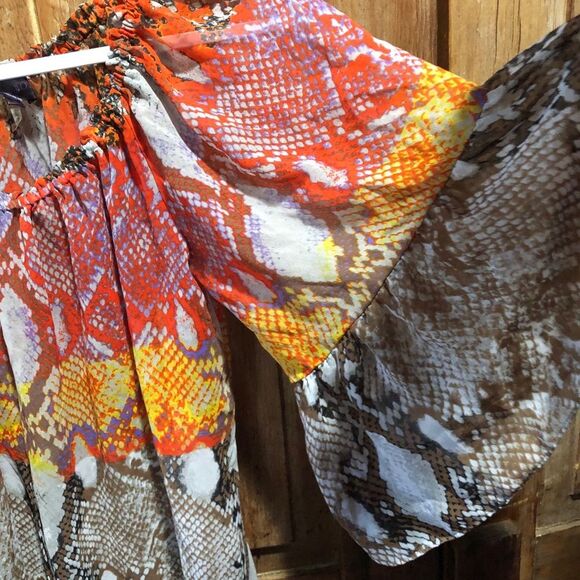 HALE BOB SHEER SNAKESKIN PRINT BLOUSE WOMENS SMALL FLOWY LOOSE ANIMAL PRINT - Picture 5 of 10